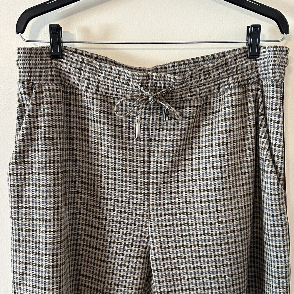 Anthropologie Maeve Bettie Sequin Tuxedo Trousers Pull On Drawstring Sz M *READ* - Picture 4 of 16